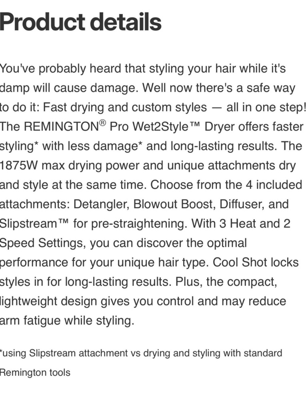 Remington Wet2Style Hair Dryer 1875W Ceramic Ionic with Attachments NEW - Picture 10 of 10